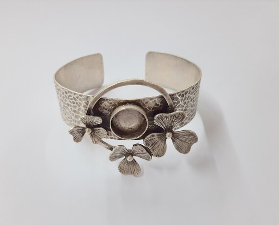 【ラッピング無料】 Flower Bracelet Mountings Cabochon Bezel, Blank Cuff Blank その他