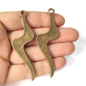 2 Thunder charms Antique bronze plated charms 72x25mm HNF867