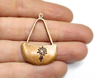 2 Dandelion flower charms Antique copper plated charms 42x29mm HNF1142