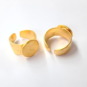 Hammered ring blank Ring base Matte gold plated ring base brass (14mm Blank ) HNF120