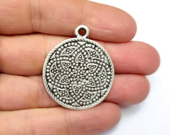 Ciondoli con motivo floreale Ciondolo placcato argento antico 40 x 33 mm HNF1216