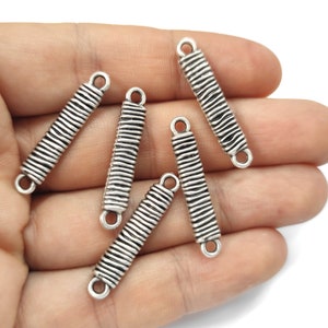 5 Silver connector spacer charms Antique silver plated findings 32x6mm HNF757