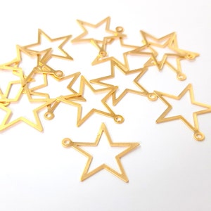 10 Stück Stern gold Charms matt vergoldet Stern Charms Messing 24x23mm HNF158