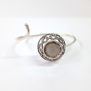 Bracelet blank, cuff blank bezel, cabochon mountings, adjustable bracelet, 14mm blank, Silver plated brass HNF44