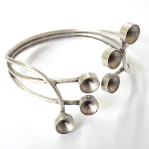Silver bracelet blank cuff blank bezel, cabochon mountings, adjustable bracelet, 8mm blank, Silver plated brass HNF251