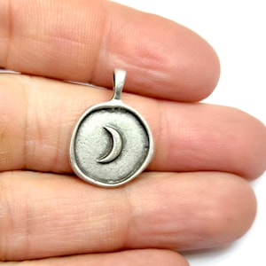 2 Moon charms Antique silver plated charms 24x17mm HNF1182