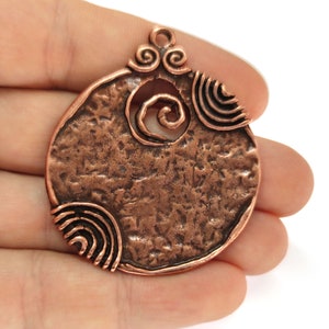 Ethnic round charms Antique copper plated charms 50x43mm HNF899