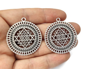 2 filigrane runde Charms Antik versilbert Charms 40x36mm HNF785