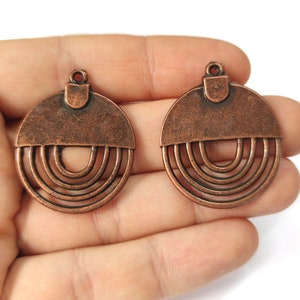 スペシャルオファ Charms, Round Copper Antique Antique (36x32mm Plated Copper その他
