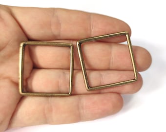 2 quadratische Rahmen Stecker Erkenntnisse Antik Bronze vergoldet Erkenntnisse 32mm HNF861