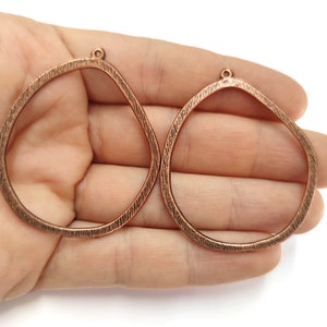 2 Brushed hoop charms Antique copper plated charms 52x44mm HNF915