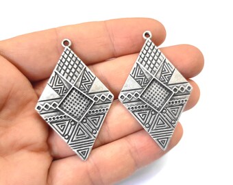 thumbnail interactive-video image 1 of Sun Charms Blank Resin Bezel Mosaic Mounting – Antique Silver Plated Pendant – Turkey 1 of 4