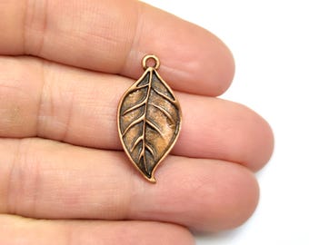 4 Leaf charms Antique copper plated charms 28x14mm  HNF1218
