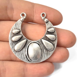 Ethnic round connector pendant Antique silver plated pendant 43x41mm HNF557