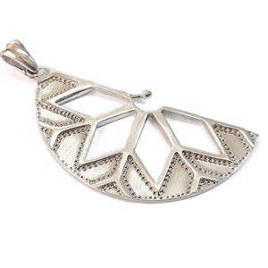 Semi Circle flower 925k Solid Sterling silver charms pendant 45x20mm HNF306