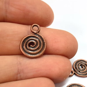 10 Swirl spiral charms Antique copper plated charms 17x13mm HNF417