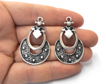2 ciondoli in argento Ciondoli placcati in argento antico 43x26mm HNF336