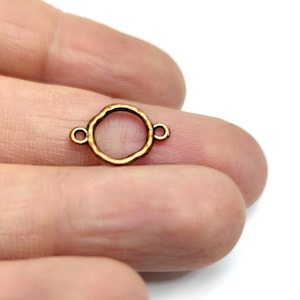 10 Small circle hoop connector charms Antique copper plated charms 16mm HNF1013