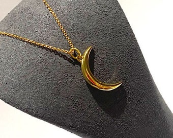 Moon Necklace, Moon Crescent, Elegant, 18ct Gold on 925 Sterling Silver  | Moon  Charm Jewelry | Zodiac Jewelry  | Gift | Boho Jewelry