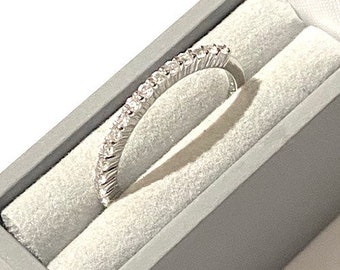 Silver Skinny Ring, 1/2 Half Eternity Ring CZ Ring, Occasion Ring, Sterling Silver, Skinny Thin Ring | Diamond | Wedding Ring | Promise Ring