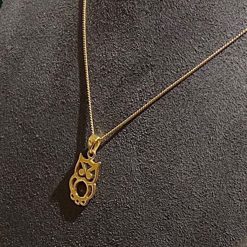 Gold Owl Pendant on Gold Chain, Wisdom Necklace, Good Luck Necklace, Protective Charm, Chinese Philo