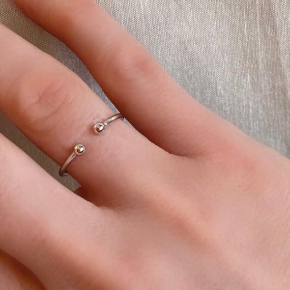 Bague en argent sterling plaqu rhodium bague ouverte minimaliste