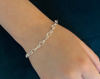 Silver Fancy Infinity Bracelet, Gift For Her, Strong Solid Bracelet ,  Infinity Jewelry , patterned bracelet, Silver Infinity, Mom Gift,