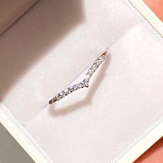 White Gold On 925 Zirconia Wishbone Ring Skinny Simulated Diamond Ring Stack Wave Promise Ring Thin Wedding Band Minimalist Puzzle Ring