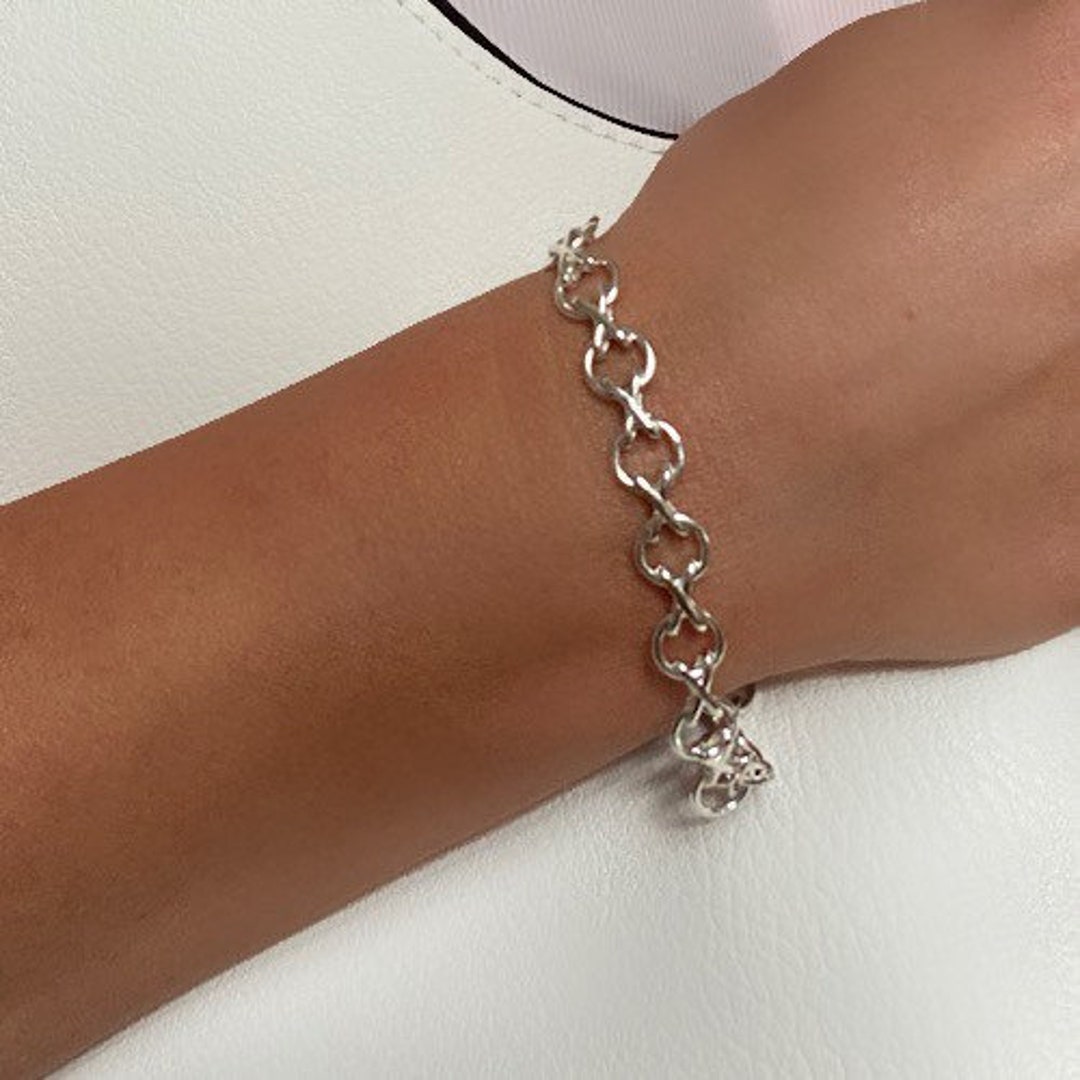 Silver Hugs and Kisses Bracelet, Gift for Her, Handmade