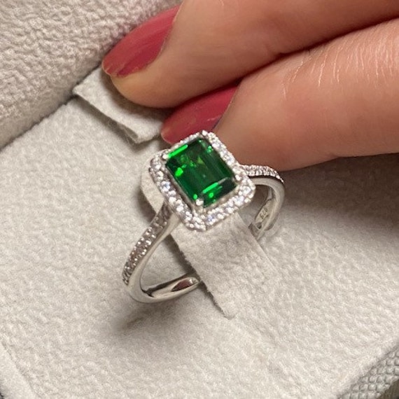 Men's Diamond Ring in 925 Sterling Silver with Green Emerald – J F M
