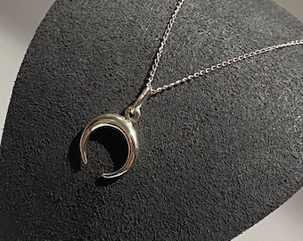 81stgeneration Ciondolo Doppio Corno In Argento 925 Con Catena A Maglie - Collana Mezzaluna Celeste - Gioiello Boho