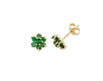 Sieraden Oorbellen Clusteroorbellen Solide 9ct gouden Emerald cluster Stud Oorbellen met gratis geschenk doos 
