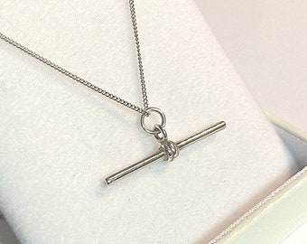 925 Silver Dainty T-Bar | T-Bar Jewelry | Mom Gift | Silver T-Bar | T-Bar Pendant | Plain t-bar | T-Bar Necklet | Minimalist Necklace