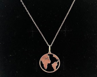 925 Silver Globe, World Necklace  | Earth Jewelry  | Travel Gift | Boho Jewelry | Silver Globe Pendant | Globetrotter | Planet
