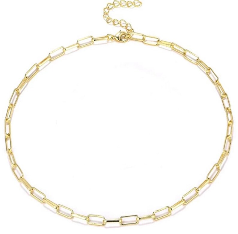 18ct Gold Plated Paper Clip Necklace Striking Staple Necklace Etsy