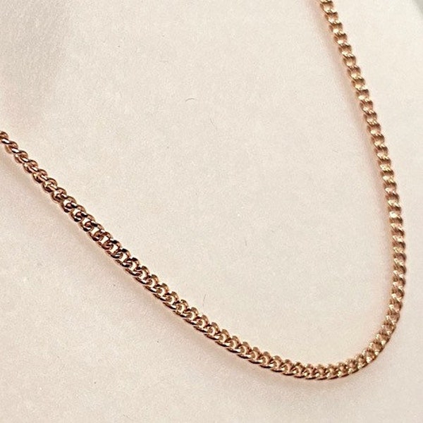 Rose Gold Close Curb Chain, 9ct Hallmarked Superb Quality Strong Curb Chain, Pink Gold Chain, 16 Inch Rose Gold Chain, 18 Inch Rose Gold