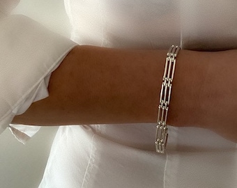 Strong Silver Gate Bracelet, Gift, UK 925, Thick Solid Bracelet , Chunky Solid Bracelet, Chunky Jewelry, Gift For Her, Solid Link Bracelet