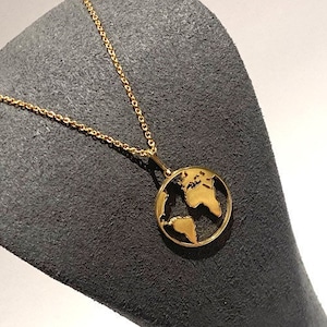 Gold on Silver Globe, World Necklace  | Earth Jewelry | Zodiac Jewelry  | Gift | Boho Jewelry | Gold Globe Pendant | Charm | Planet