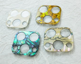 Lens protector for iPhone 15 13Promax 12,14, Samsung S23Ultra natural shell cover handcrafted Glitter pearl