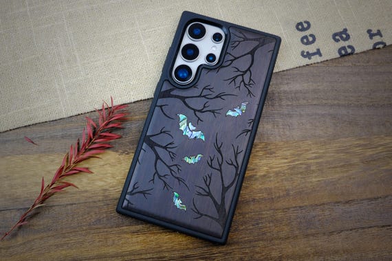 Shadows of the Night Art, Hand-Inlaid Wood & Mother of Pearl Case - Artisanal Cover for iPhone, Galaxy and Pixel