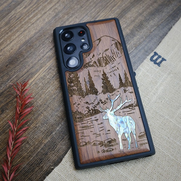 Alaskan Wilderness: An Enthralling Natural Landscape, Hand-Inlaid Wood & Mother of Pearl Case - Artisanal Cover for iPhone, Galaxy and Pixel