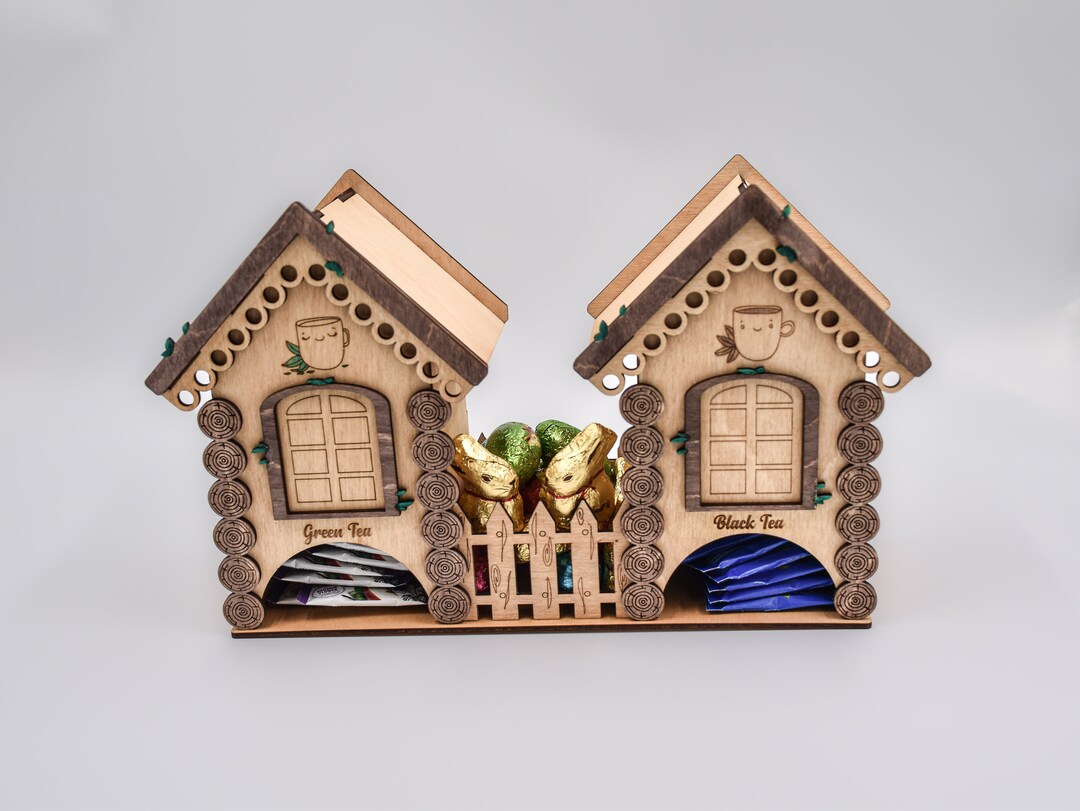 Tea House With Candy Box Handmade Wooden Tea Bag Box Storage. Tea Bag
