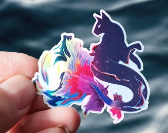 Holographic Betta Cat Sticker, Beta Fish, Rainbow Sticker, Cats, Fish Art, Beta Sticker, Laptop Decal, Water Bottle Logo, Cat Lover Gift