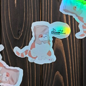 Holographic It's Called Fashion Cat Sticker, Rainbow Sticker, Funny, Cat Art, Cat Sticker, Laptop Decal, Water Bottle Logo, Cat Lover Gift