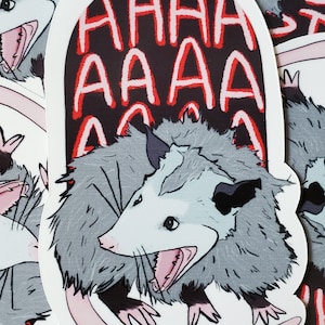 Screaming Possum Sticker, oPossum, AAAA, Gloss Sticker, opossum, Funny Art, Possum Sticker, Laptop Decal, Water Bottle Logo, Possum Gift