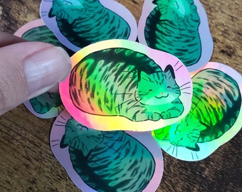 Catermelon Holographic Sticker, Iridescent, Rainbow Sticker, Funny, Cat Art, Cat Sticker, Laptop Decal, Water Bottle Logo, Cat Lover Gift