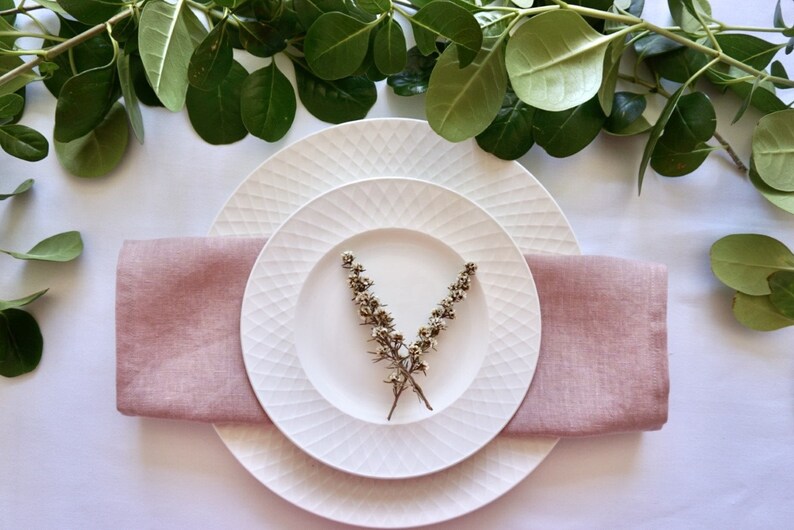 Woodrose color Linen Napkin, Set of 2. Stonewashed Linen Napkin. Table Decor, Wedding Linens. image 5