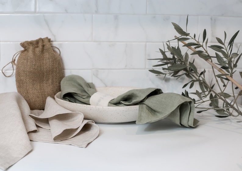Linen tea towel. Kitchen towel. Hand towel. Natural dish towel. image 9