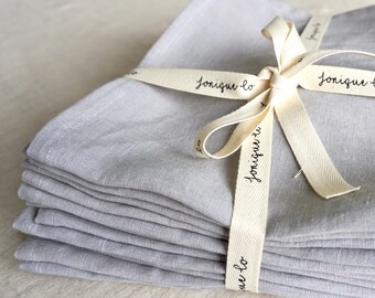 Set of 2/12, Soft Grey Linen Napkin. Stonewashed Linen Napkin. Table Decor, Wedding Linens.