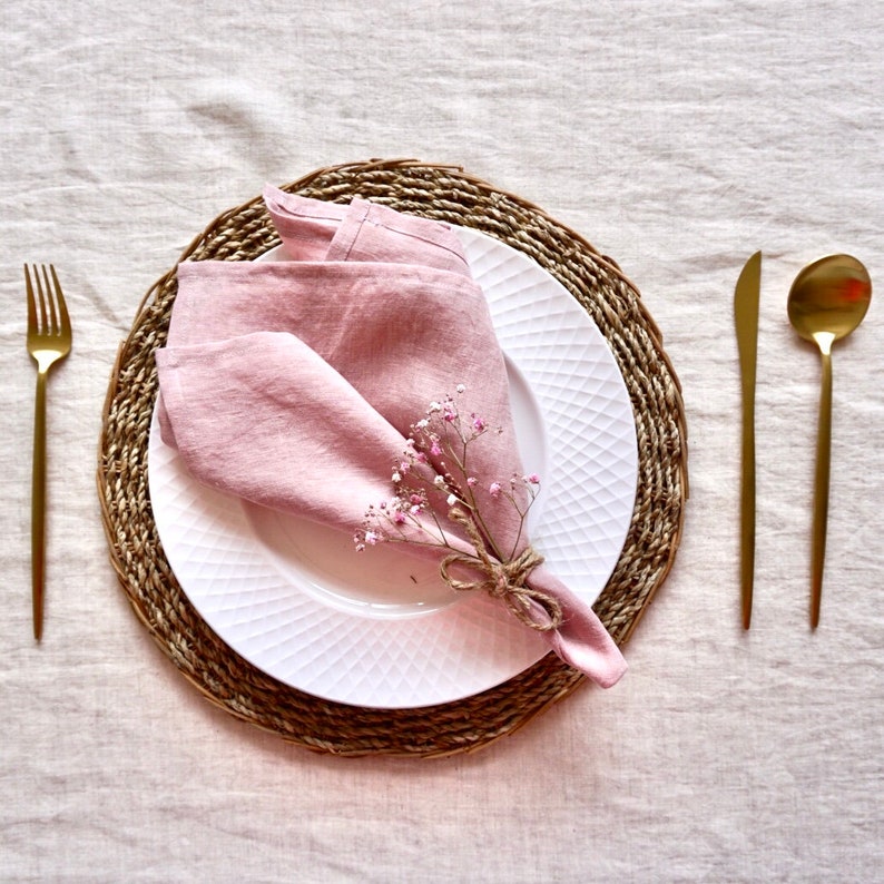 Woodrose color Linen Napkin, Set of 2. Stonewashed Linen Napkin. Table Decor, Wedding Linens. image 1